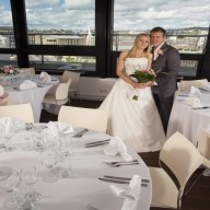 Bride and groom wedding shots in Room at the Top.
