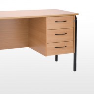 Traditional Teachers Desk

Teachers desk complete with locking drawer pedestal and modesty panel in Beech as standard, other colours available

•  Black frames supplied as standard, other colours available on request

•  Beech PVC edge supplied as standard
 
•  Left or right hand pedestal available
 
•  The T6 and T7 chairs are designed for the teachers to interact at a low level.
