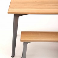 Strong and elegant, fold tables and benches provide a simple surface with maximum clearance for legs, chairs and fresh air to fit underneath! The folded steel frame is proportioned carefully and finished beautifully making a low statement product to be used with any chair or as a bench and table set in any environment. Fold is available in a wide variety of matching laminate top and frame colours as a table and bench set, making fold a truly chameleon like addition to an interior. Practically, fold has adjustable height tilt and glide feet to further compliment it’s ‘use anywhere’ character.