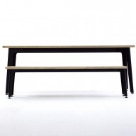Strong and elegant, fold tables and benches provide a simple surface with maximum clearance for legs, chairs and fresh air to fit underneath! The folded steel frame is proportioned carefully and finished beautifully making a low statement product to be used with any chair or as a bench and table set in any environment. Fold is available in a wide variety of matching laminate top and frame colours as a table and bench set, making fold a truly chameleon like addition to an interior. Practically, fold has adjustable height tilt and glide feet to further compliment it’s ‘use anywhere’ character.