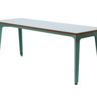 Strong and elegant, fold tables and benches provide a simple surface with maximum clearance for legs, chairs and fresh air to fit underneath! The folded steel frame is proportioned carefully and finished beautifully making a low statement product to be used with any chair or as a bench and table set in any environment. Fold is available in a wide variety of matching laminate top and frame colours as a table and bench set, making fold a truly chameleon like addition to an interior. Practically, fold has adjustable height tilt and glide feet to further compliment it’s ‘use anywhere’ character.