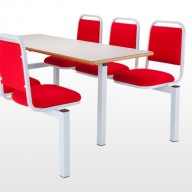 6 Seater Fast Food Unit Our comprehensive range of fastfood seating units provide both a functional and robust solution for canteen areas.• 4 styles of seat option.• All frames are fully welded from 50mm sq tube for durability. • All tops are 25mm MDF with a wipeable laminate top.  • Floor fixing brackets are available. • Single or Double entry units available. • Fabric or wipeable vinyls are available. • Seat Pads are available for P1 and P5 seats.